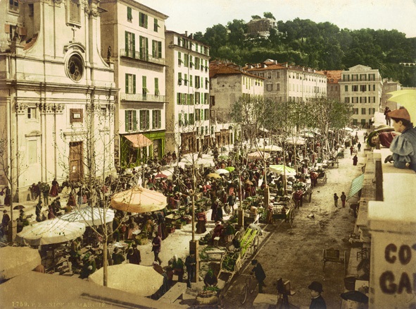 old photo of Nice market taken around 1890