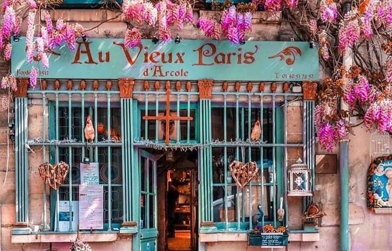 Glycine poussant au restaurant Au Vieux Paris d'Arcole